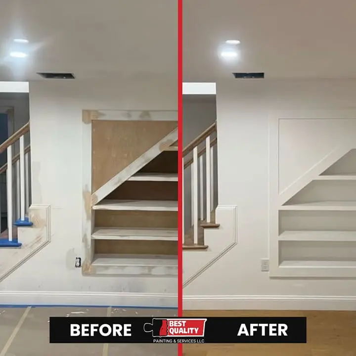 Before and after staircase interior painting